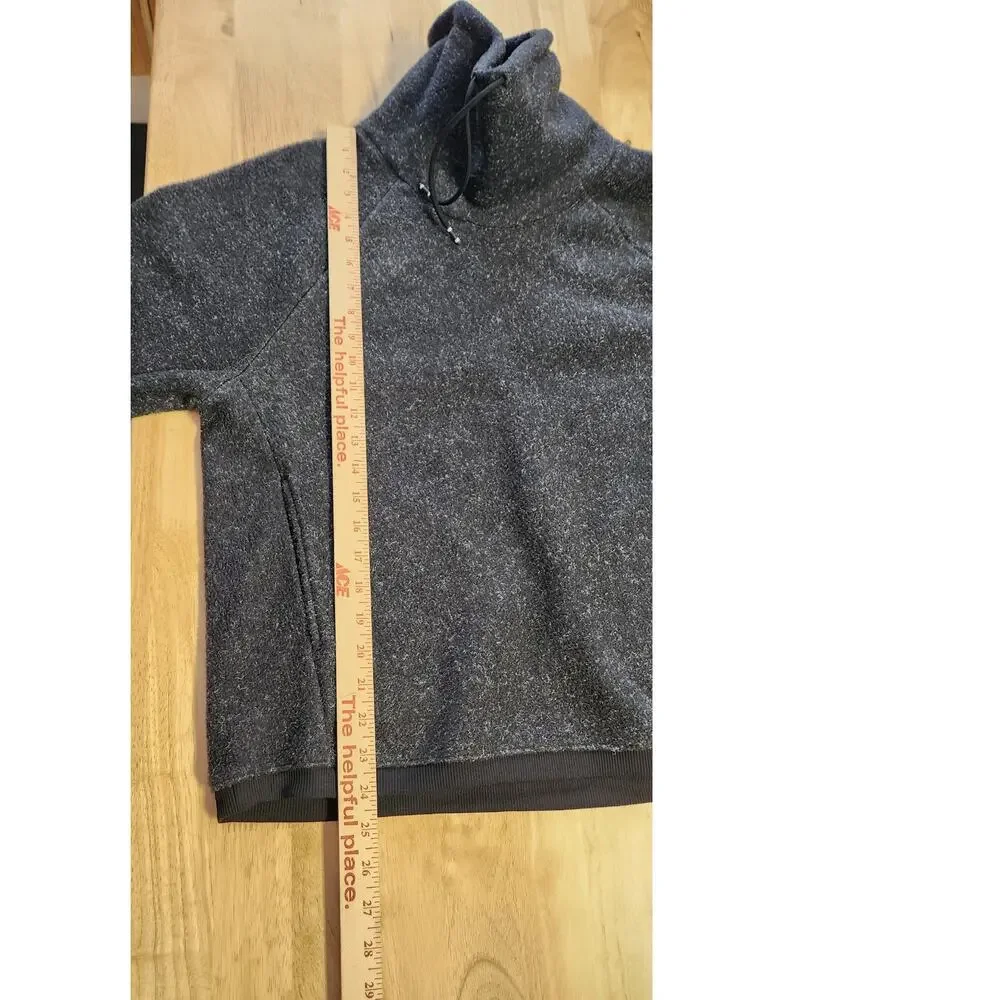 Nike Funnel Neck Fleece Pullover Heathered Black Gray Athletic Sweatshirt Medium